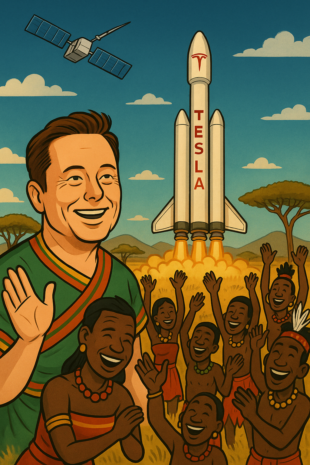 Satellite over Africa illustration